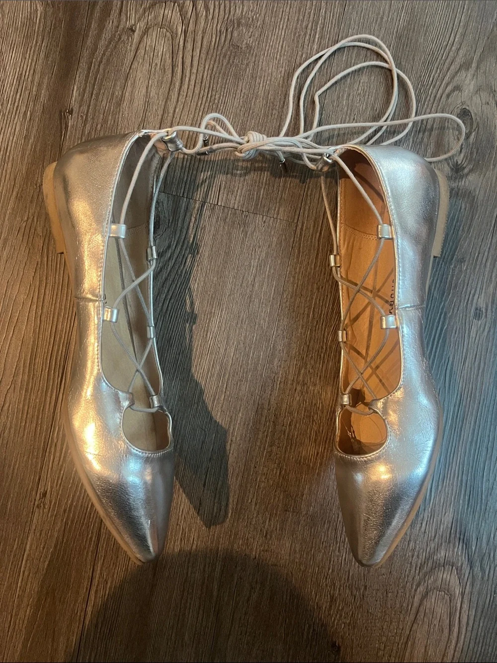 CHINESE LAUNDRY Metallic Pointed Lace-Up Flats